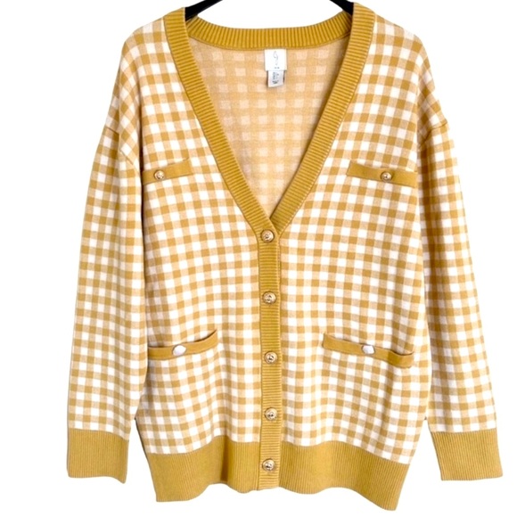 Joie Yellow Gingham Cardigan - Picture 1 of 7